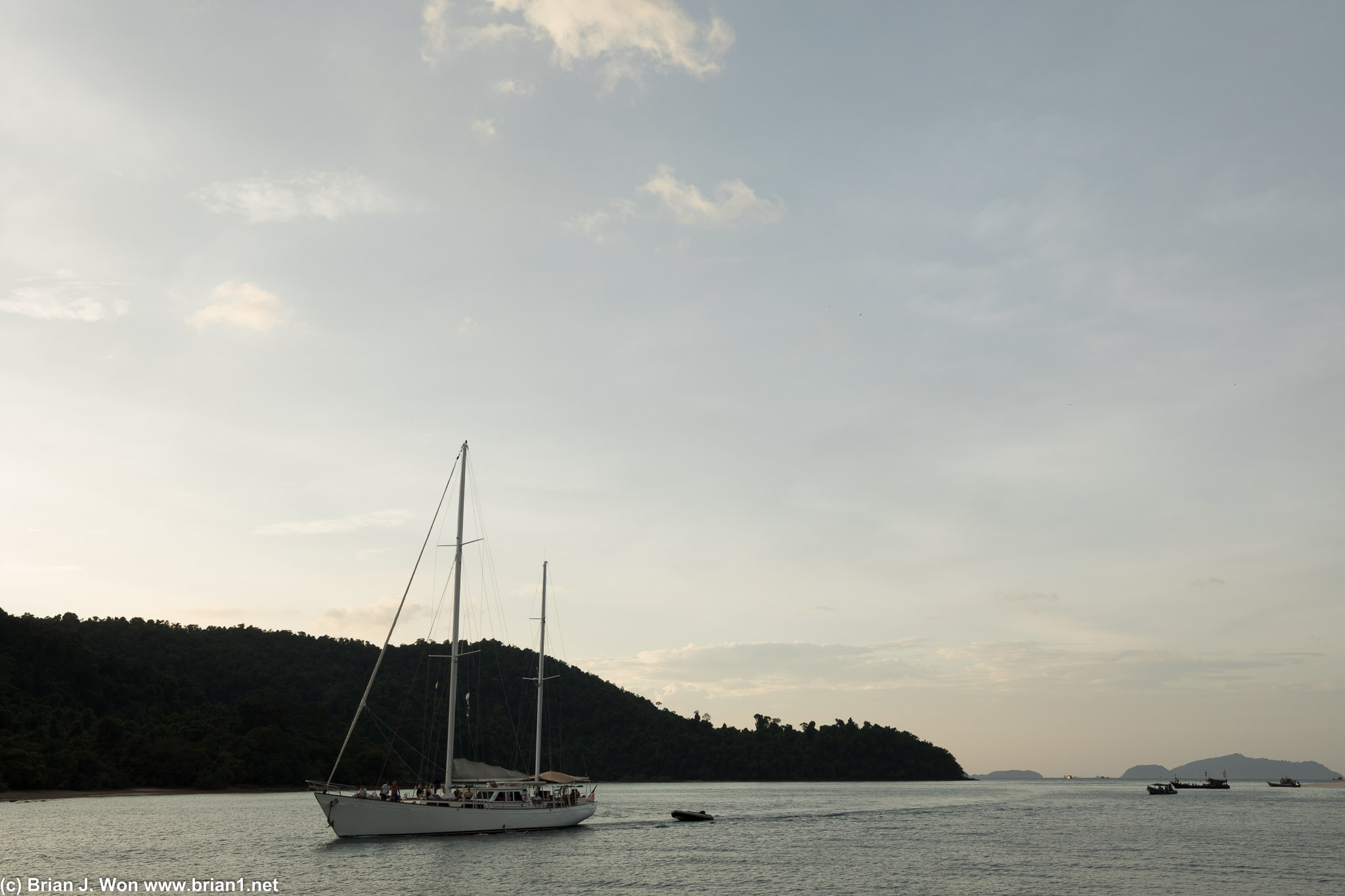 Sailboat pulling by.