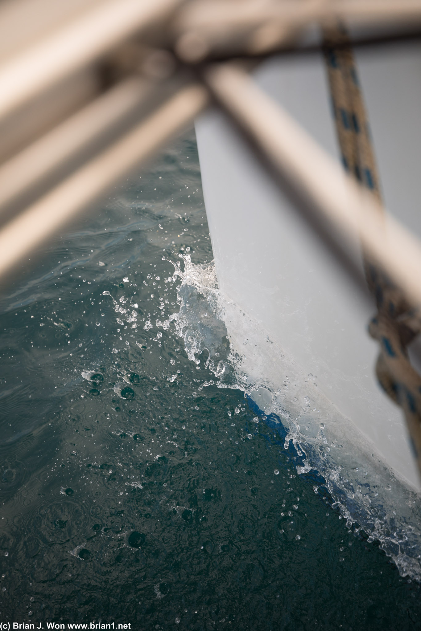 Waves across the starboard bow.
