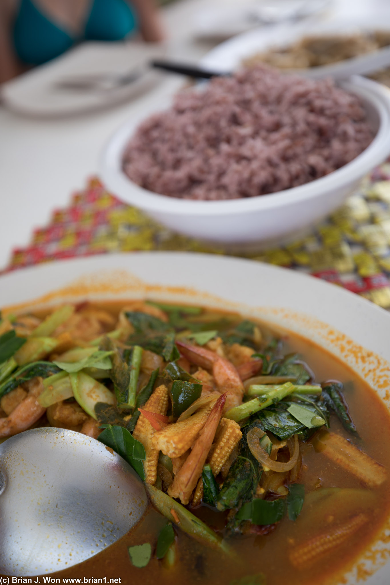 Lunch... mmm baby corn, gai lan, and shrimp. Spicy too!