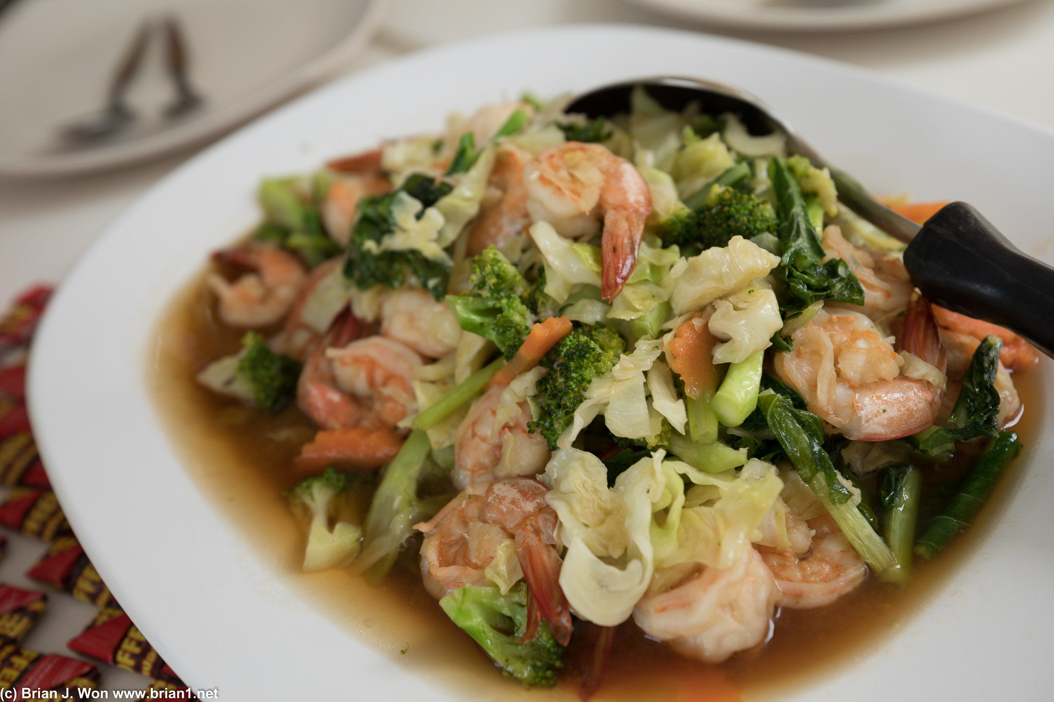 Shrimp and veggies. Yum.