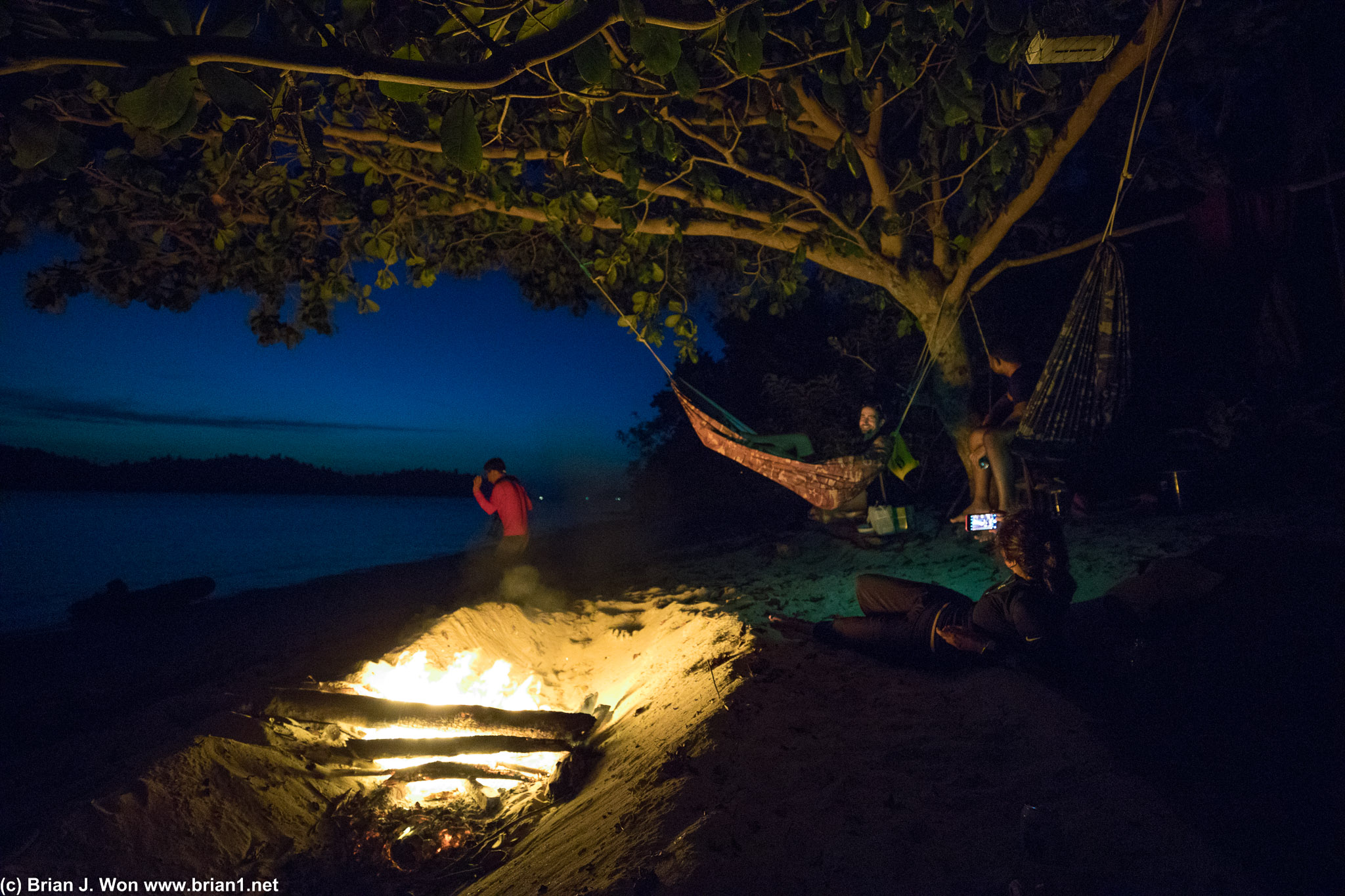 Lounging on the sand and in hammocks.