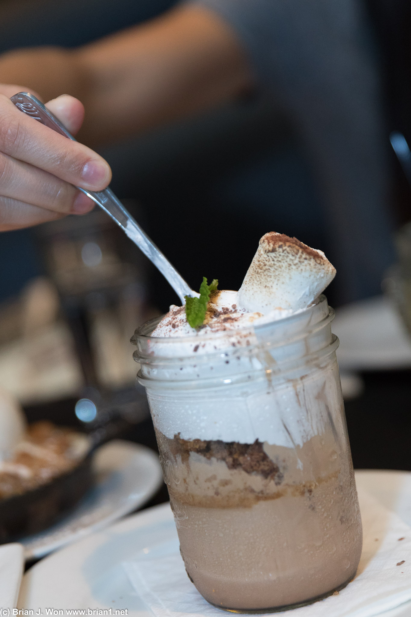 Chocolate pudding, graham cracker, marshmellow. Not exactly a s'more.
