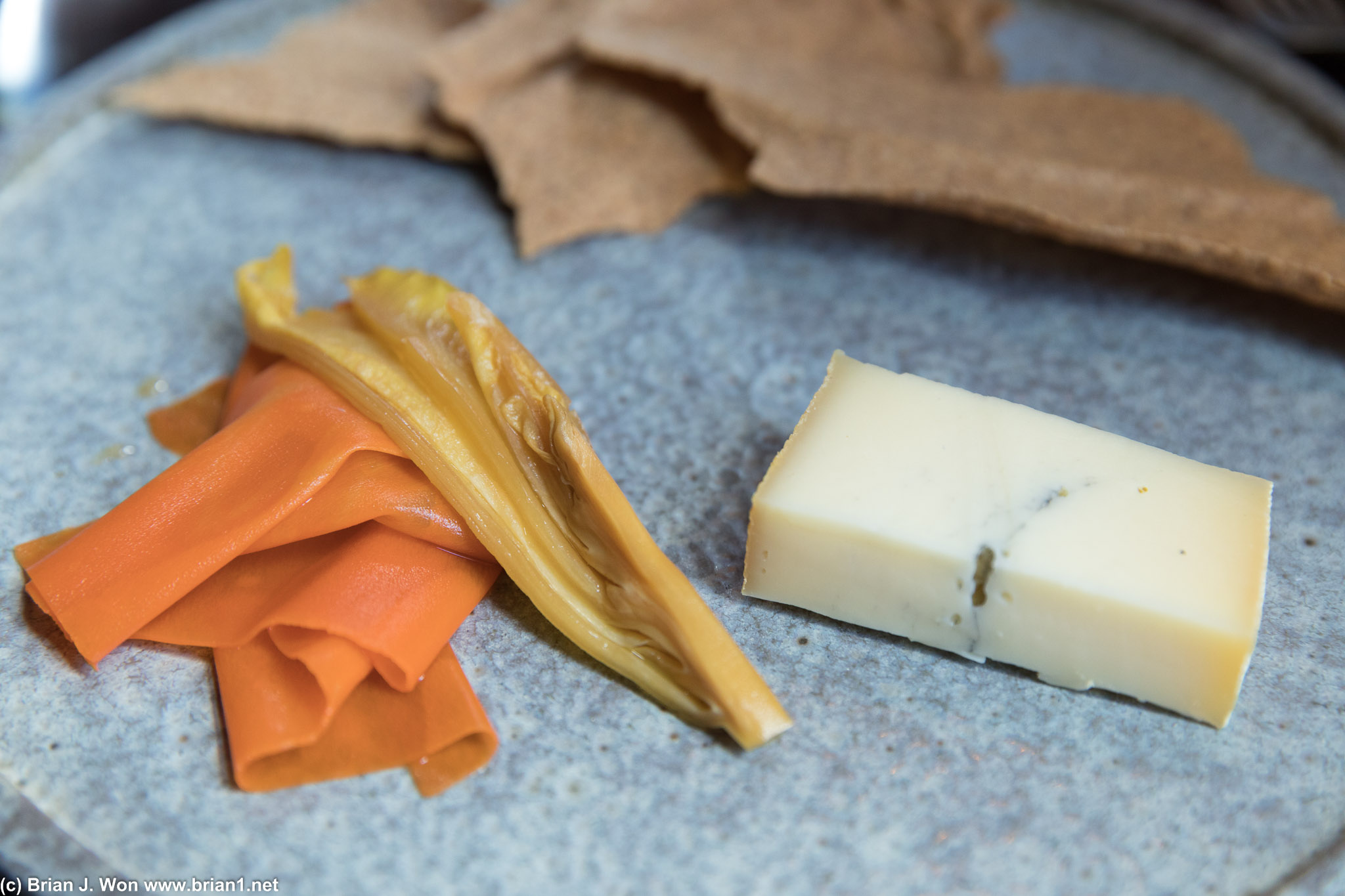 Morbier cheese with caramelised carrot and witlof. Nice contrast and prep...