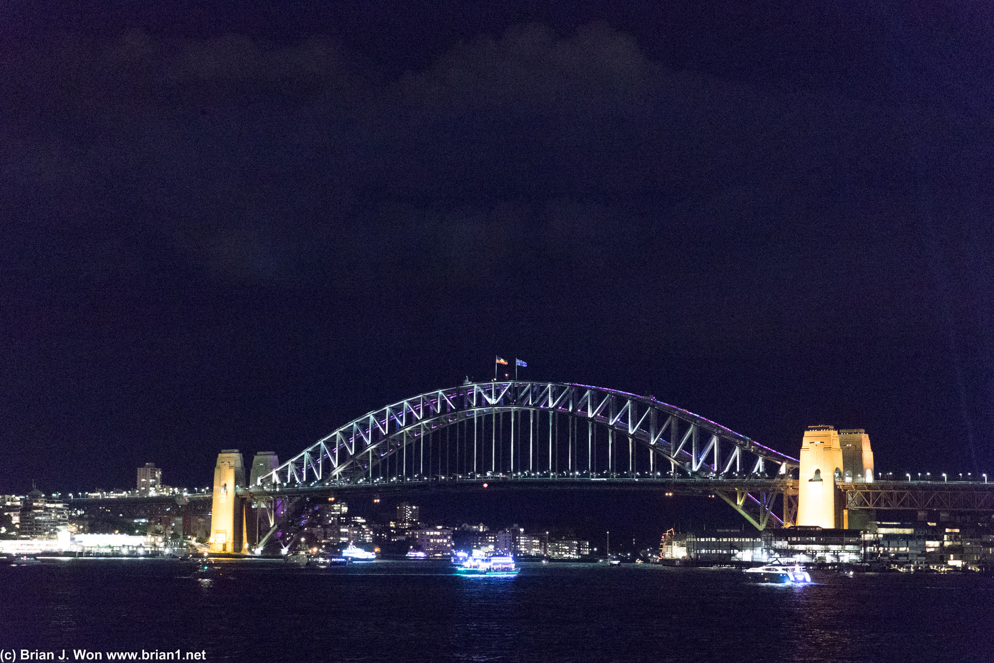 Sydney Harbour Bridge at night.