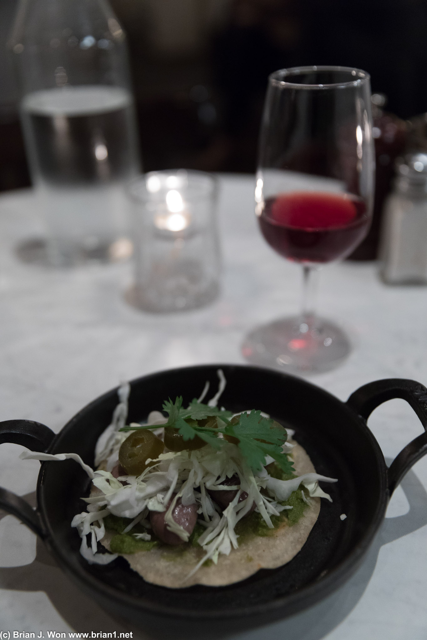 Corn torilla with duck heart. Surprisingly, it worked.