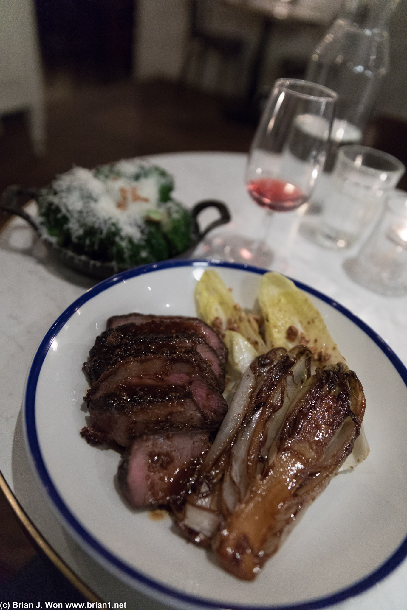 Beef rump with witlof. Excellent quality but kind of disappointing. The broccoli side was enormous but also failed to impress.