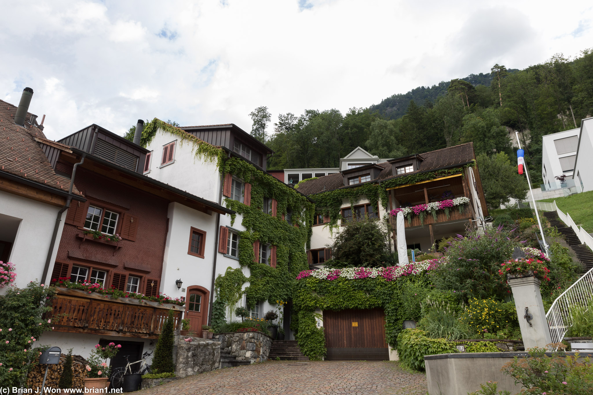 Homes crammed in to the hillside.