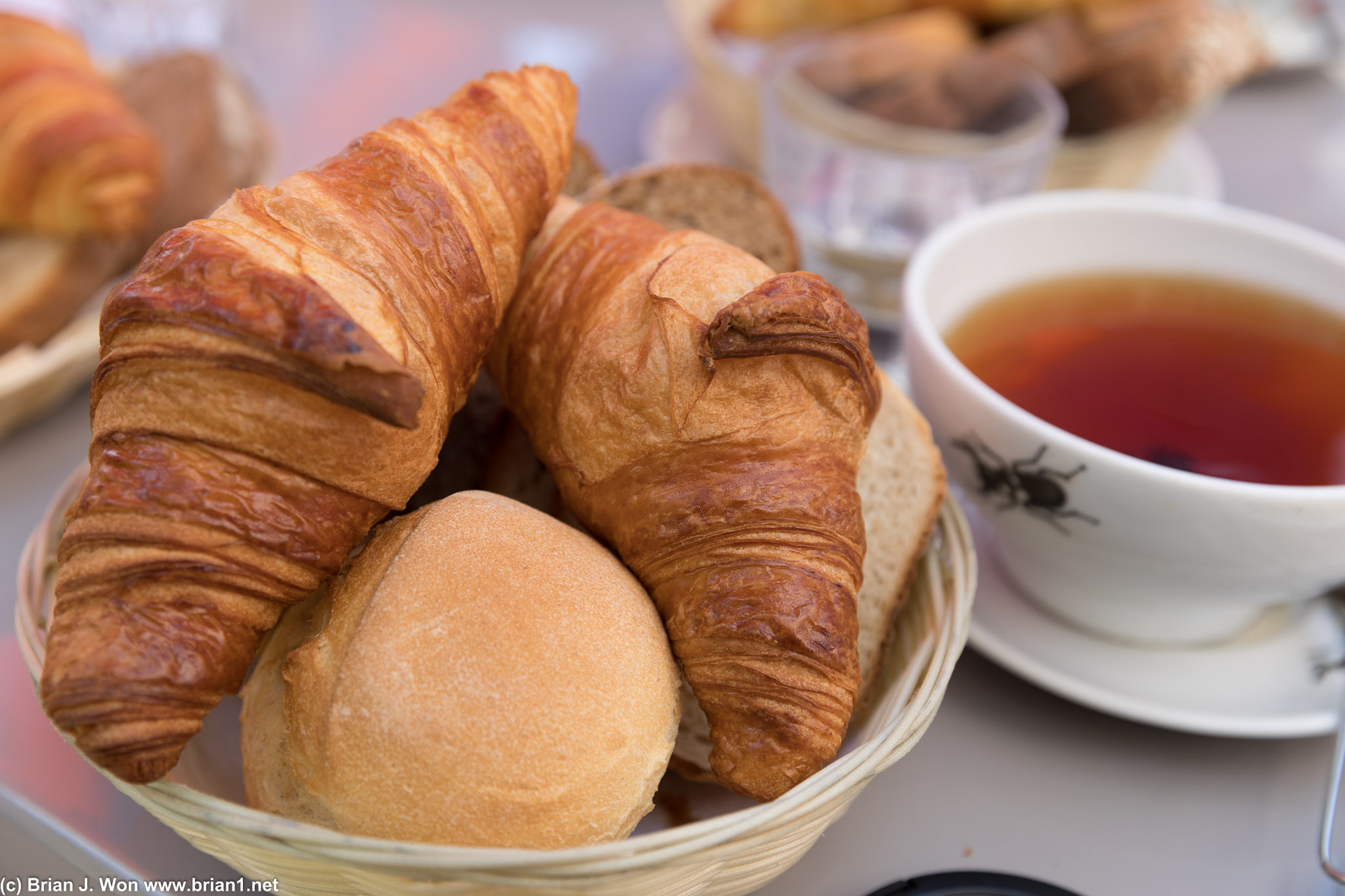 Croissants and bread at Hirscheneck in Basel with See Yun and Pierre.