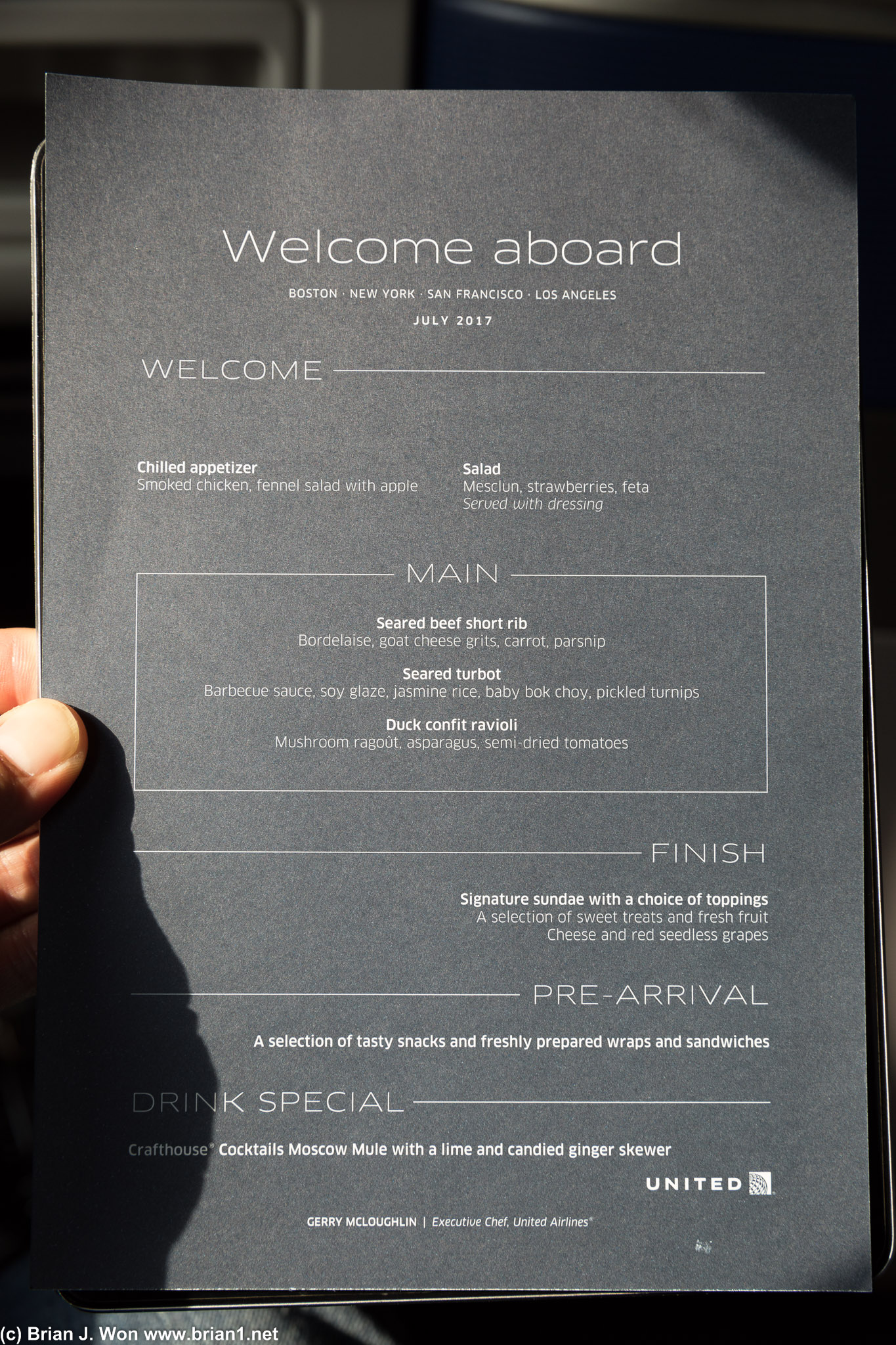 Domestic menu isn't as elaborate as the international menu.