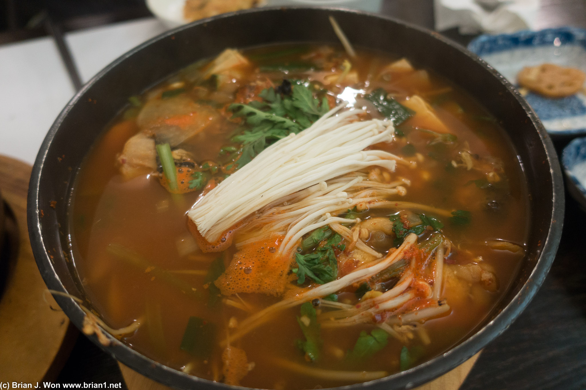 Monkfish soup. Good but not quite the right weather for hot soup.