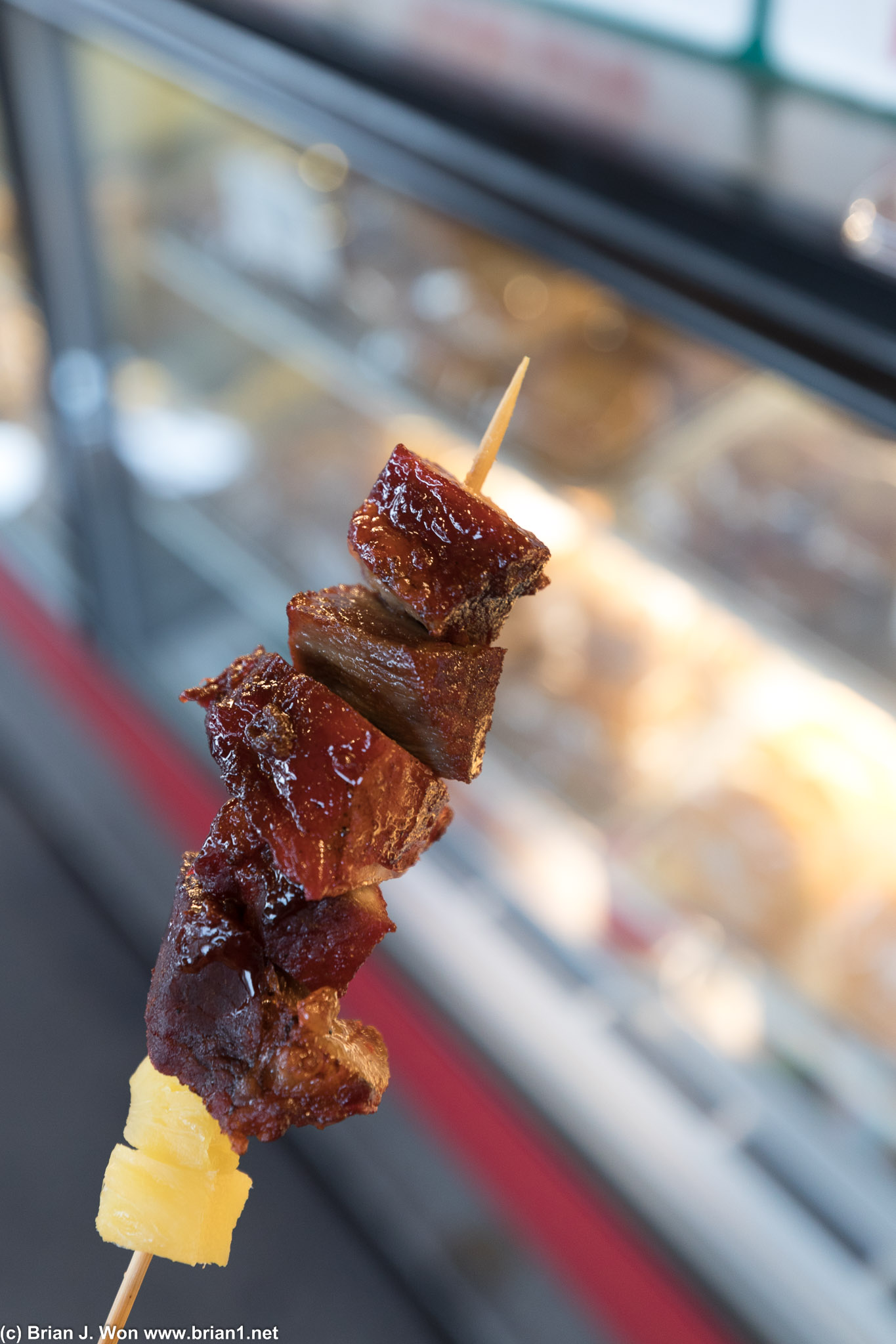 Char shu skewer tasted better than it looked.
