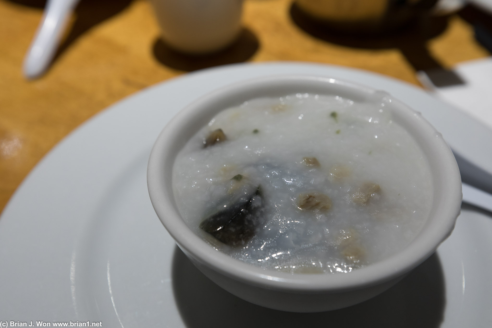 Pei dan sau yuk jook at Honey Court. Loaded with the good stuff.