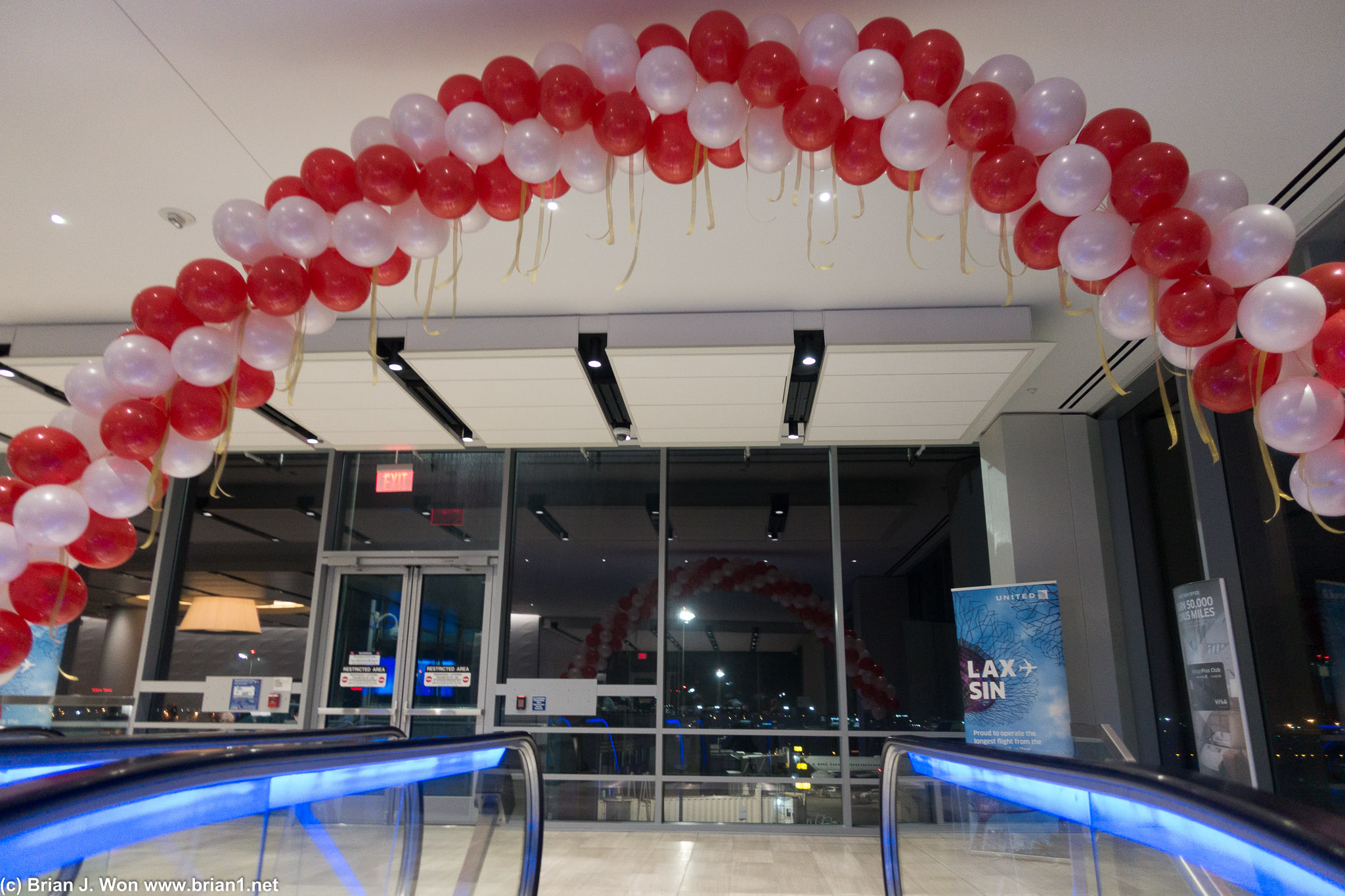 Some decorations for the inaugural LAX-SIN flight.