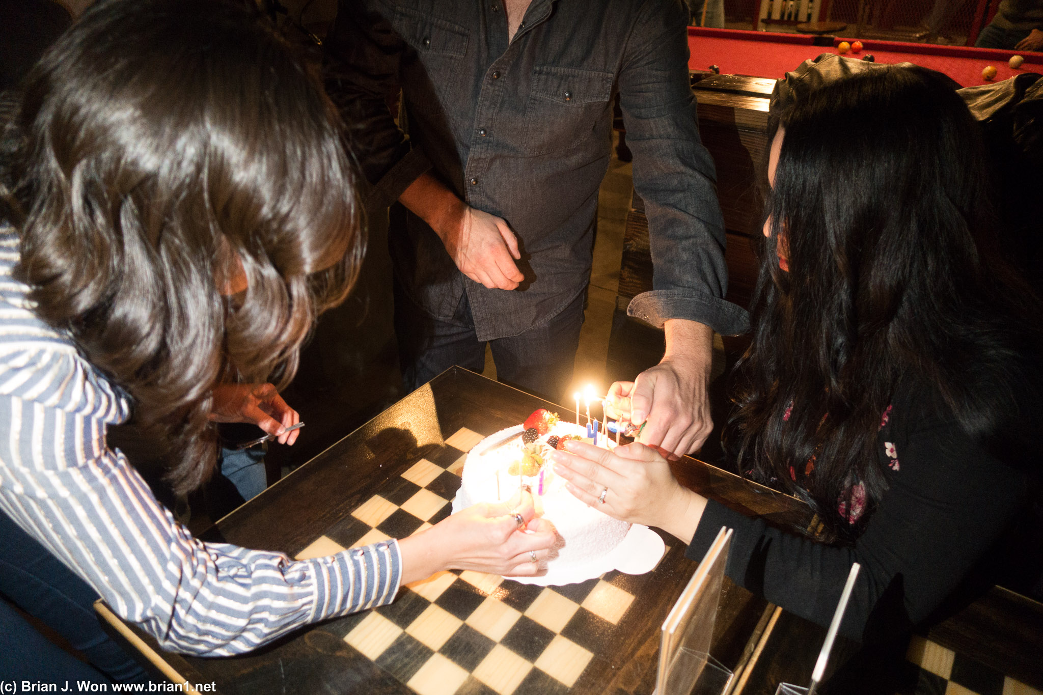 Candle lighting.