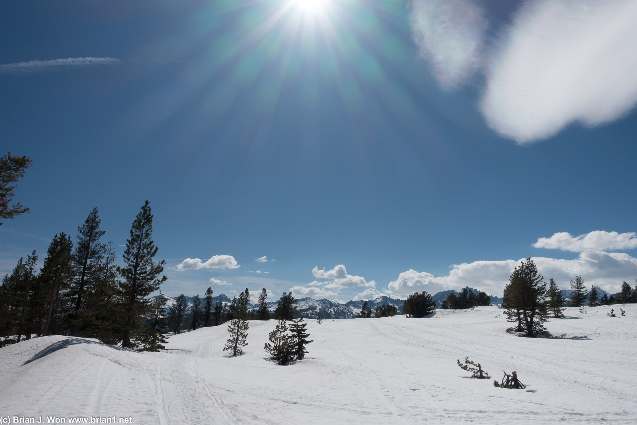 Hiking to Minaret Vista.