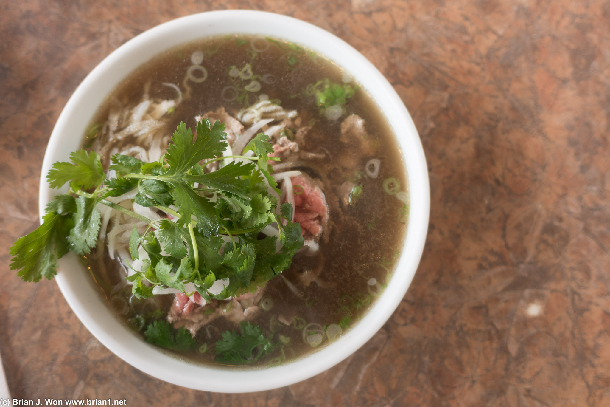 Pho tai sach (rare steak and tripe).