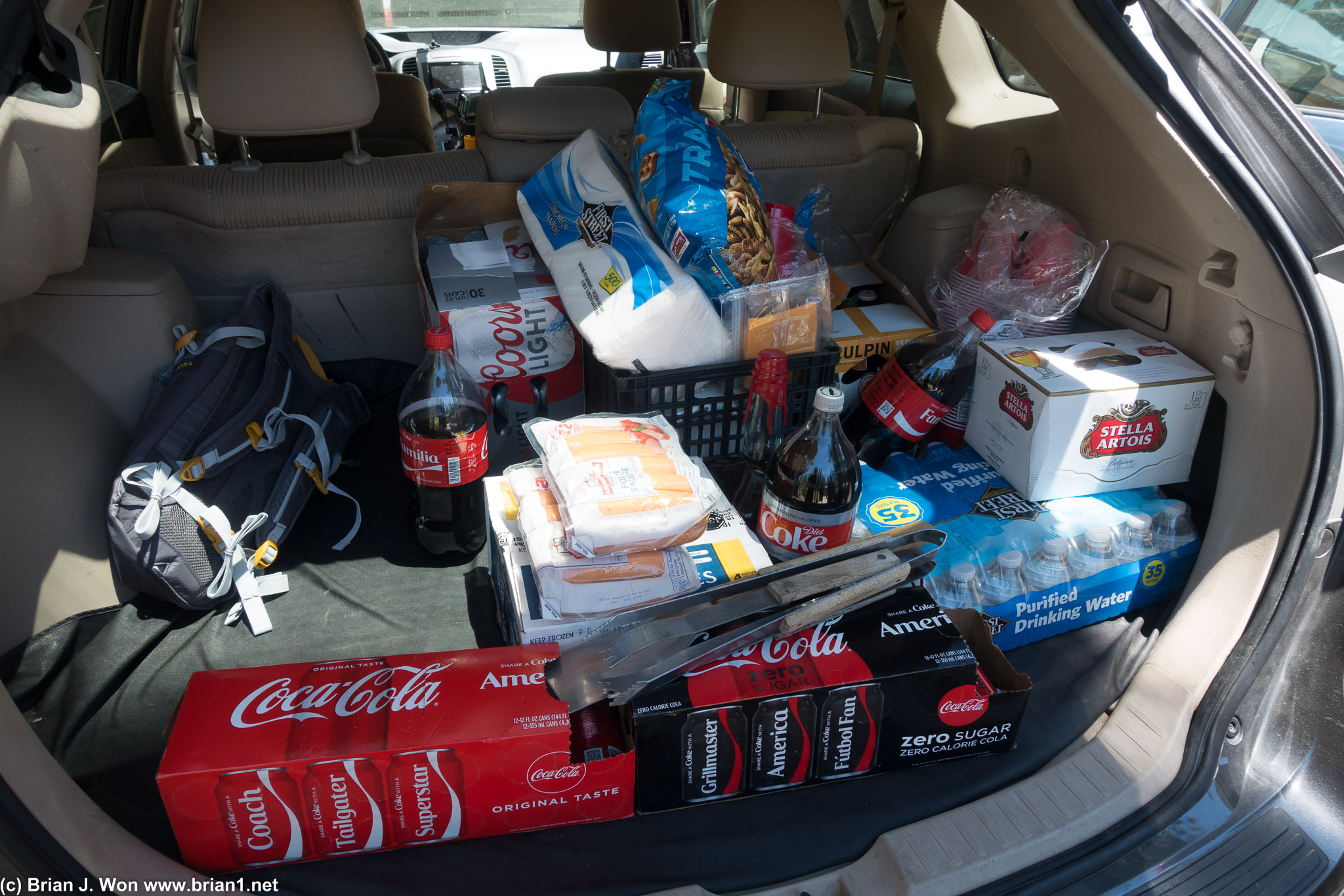 Fleet of Daddy-mobiles filled with food and drink.
