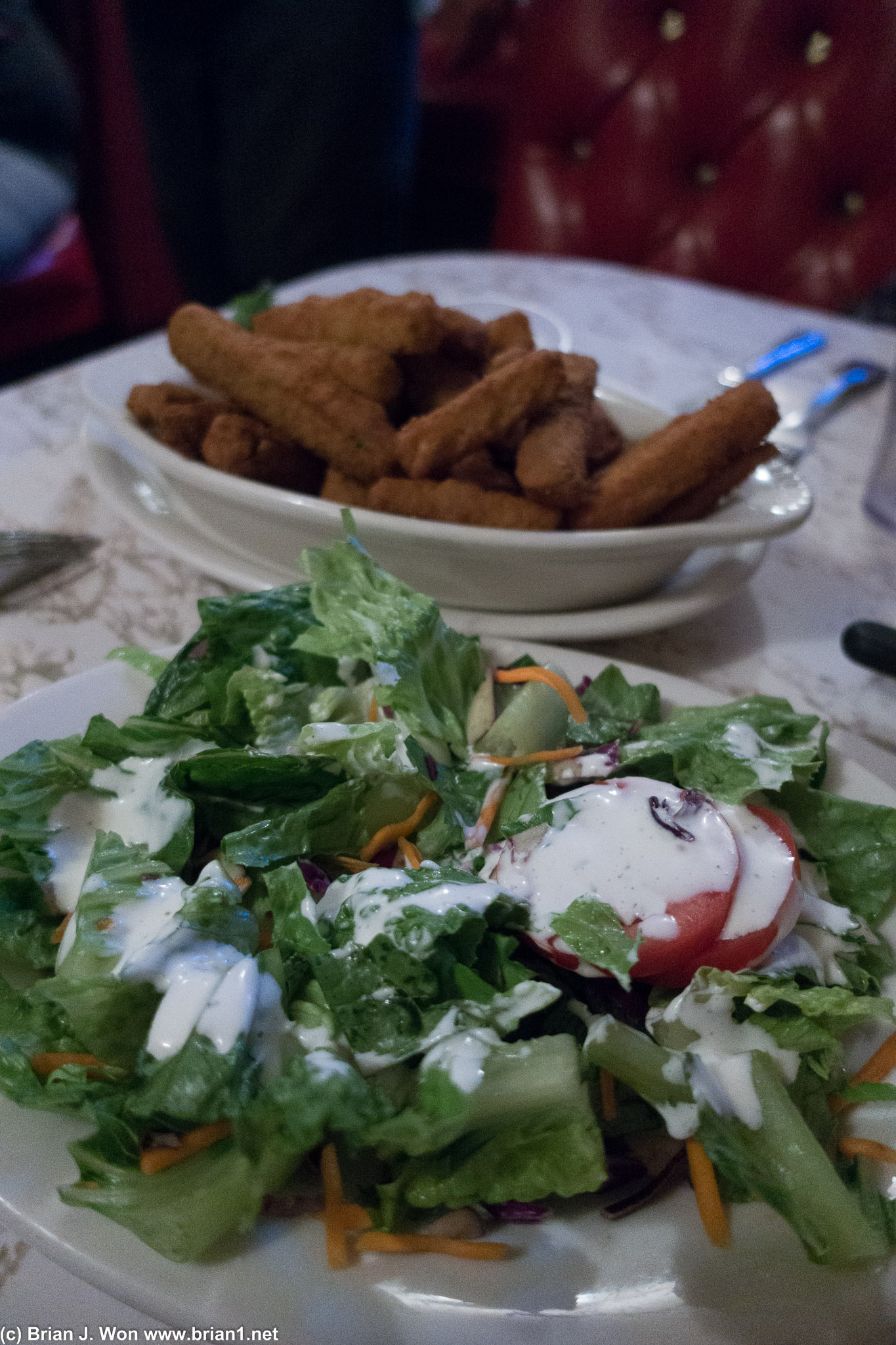 Huge salad. And a lot of zucchini sticks.