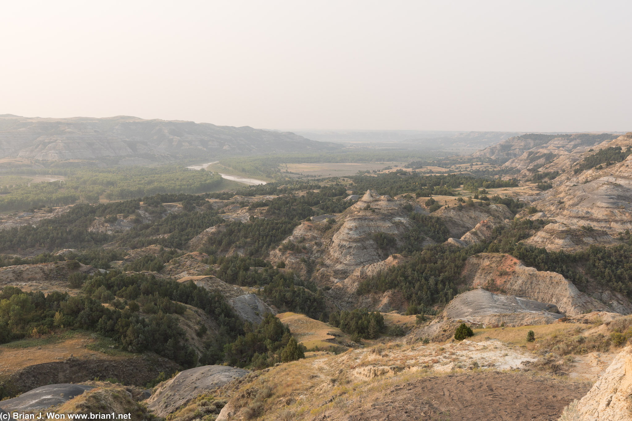 Badlands + forest + river.