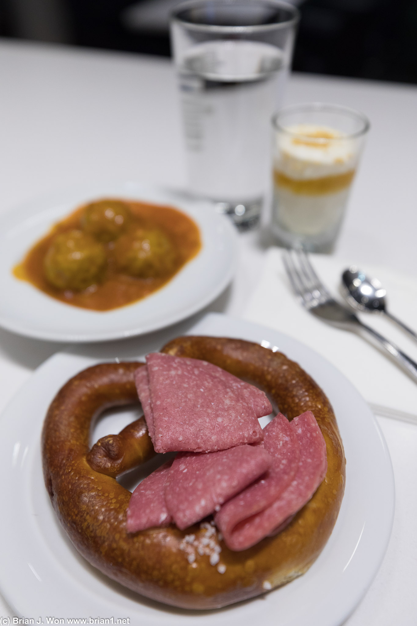 Not much food in the Lufthansa lounge at this hour.