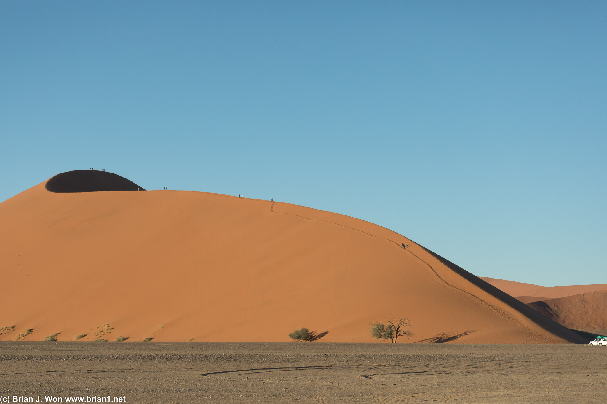 Early morning hikers up Dune 45.