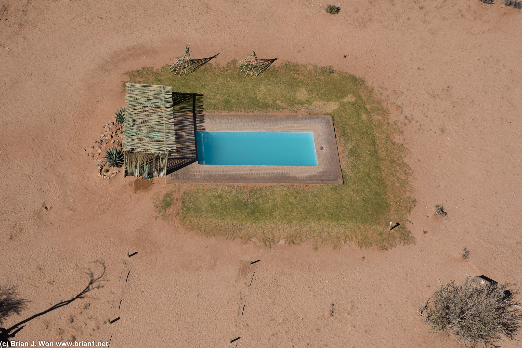 Private pools at the lodge, by the airport.