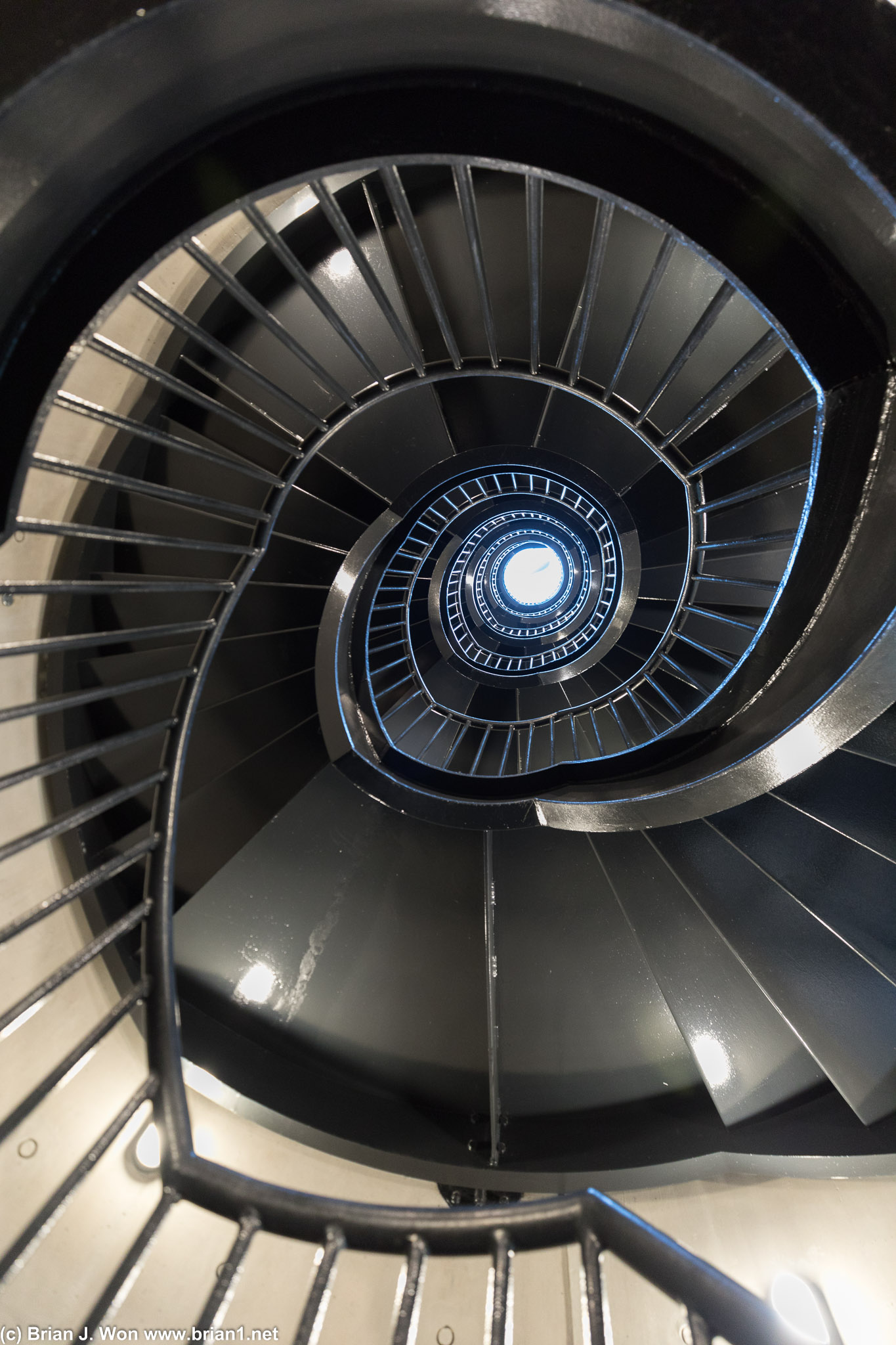 Winding staircases.