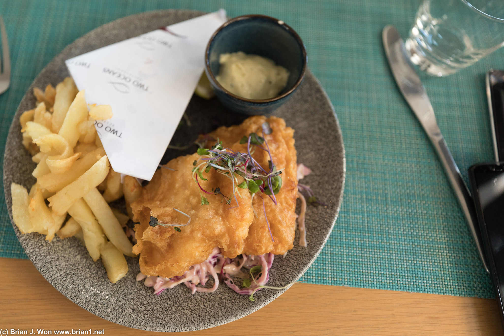 Fish and chips. Chips were really greasy. :(