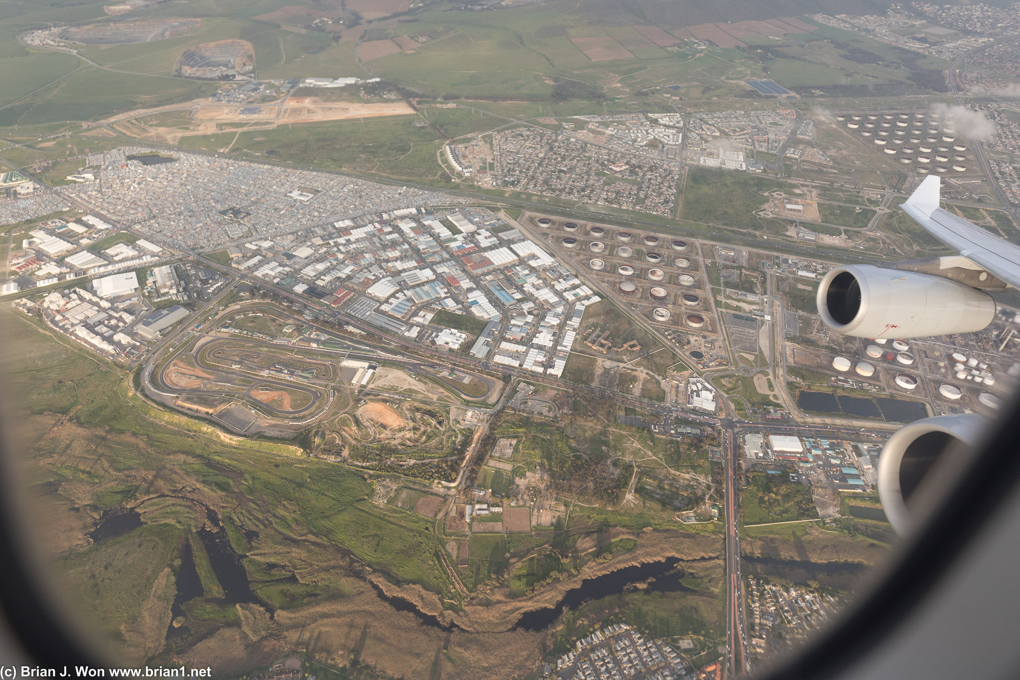 Killarney Race Track below as the Lufthansa A340-300 "Gießen" departs Cape Town.