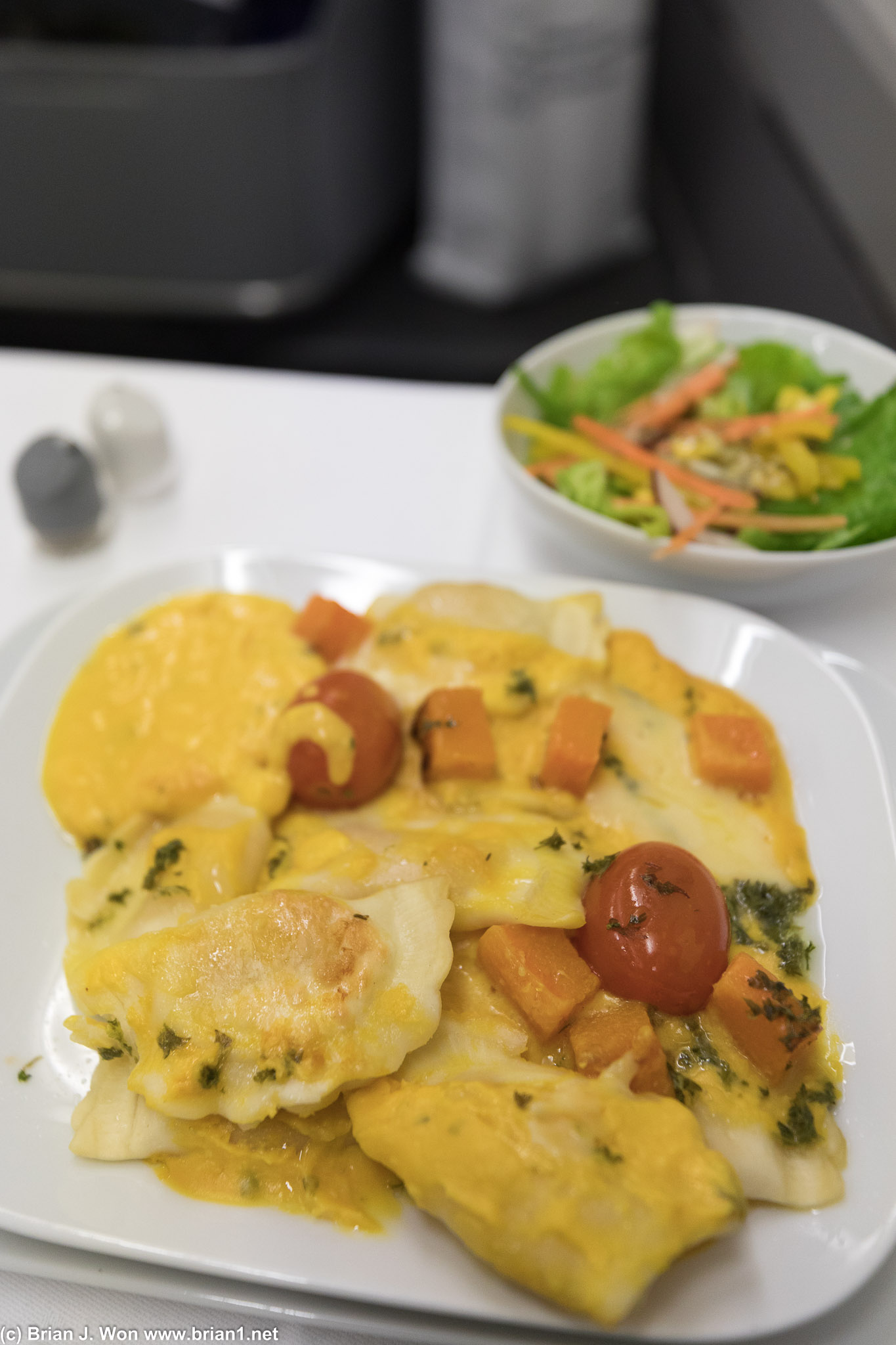 Pumpkin-filled pasta for dinner.