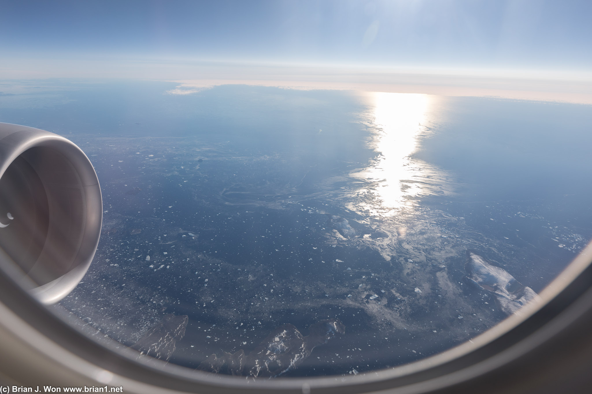 80 minutes later, the edge of Greenland's west coast.