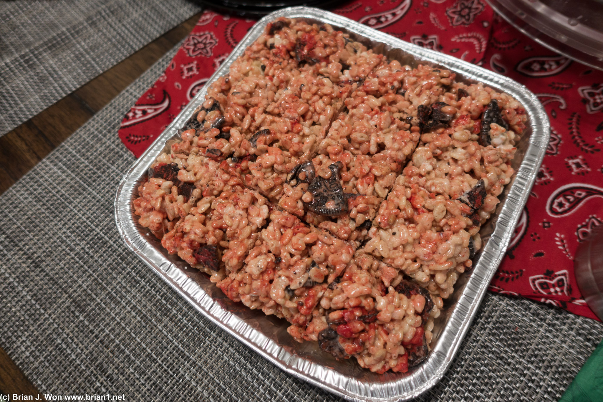 Fancy rice krispy treats. (Christmas Oreo enhanced!)