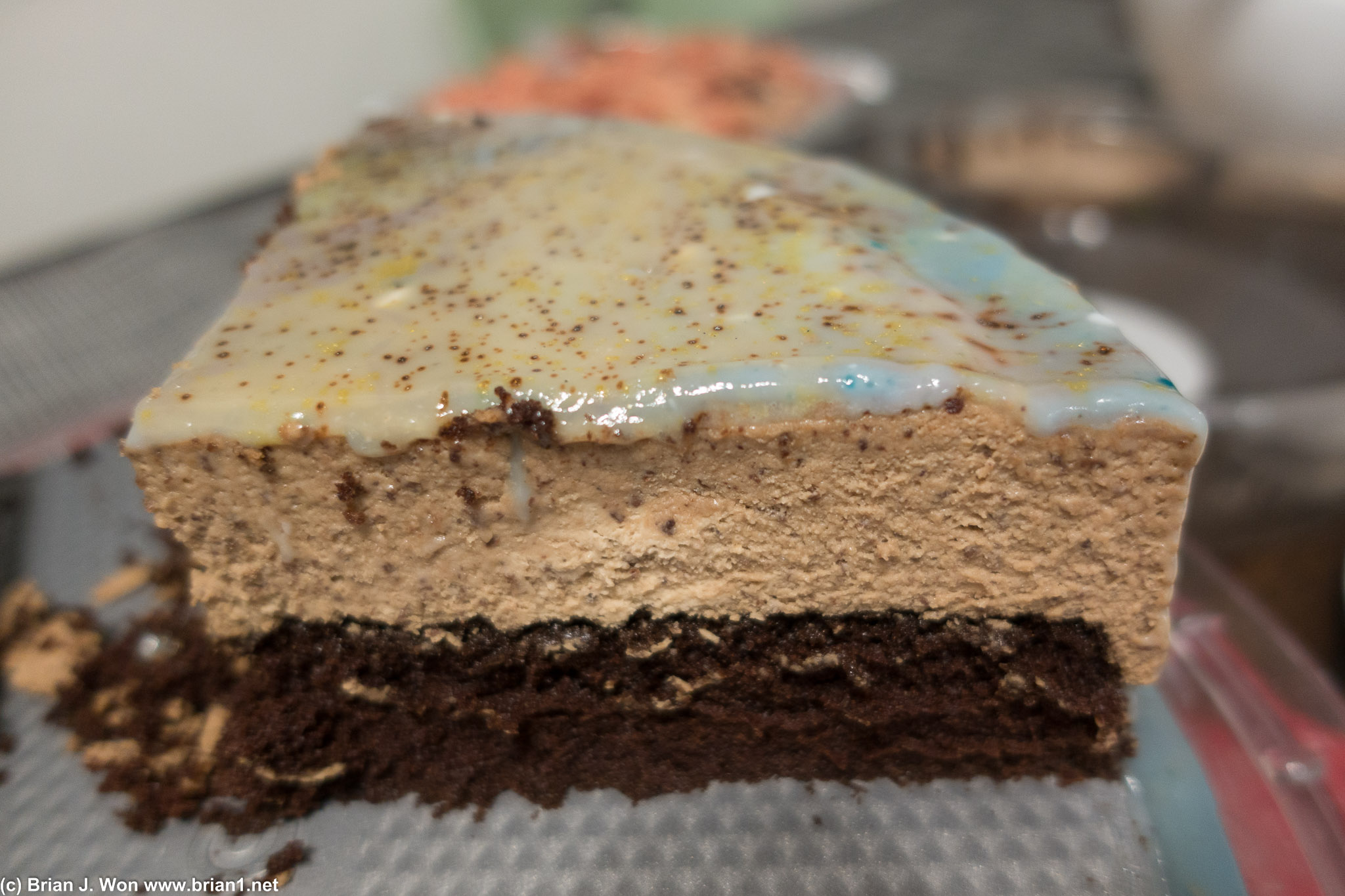 With mirror glaze.