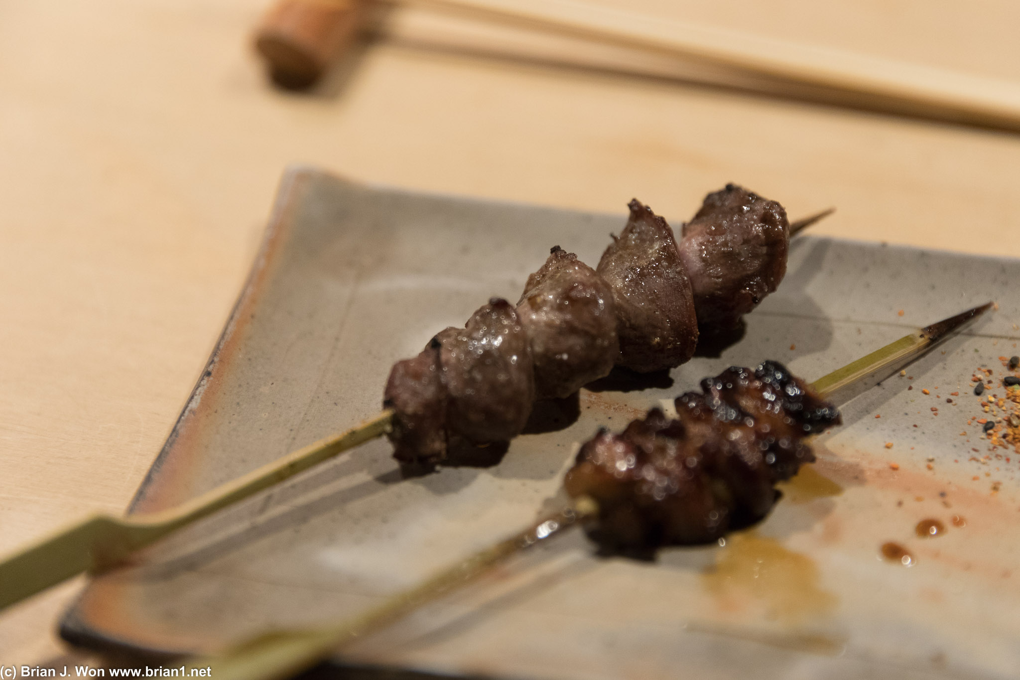 Additional order: chicken gizzards (YUM) and chicken hearts (bottom).
