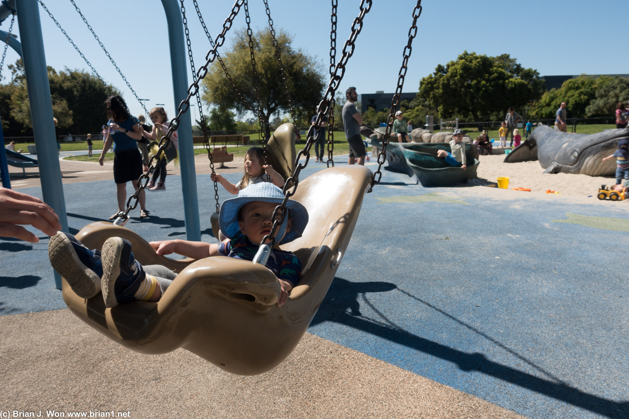 Lucas loves swings.