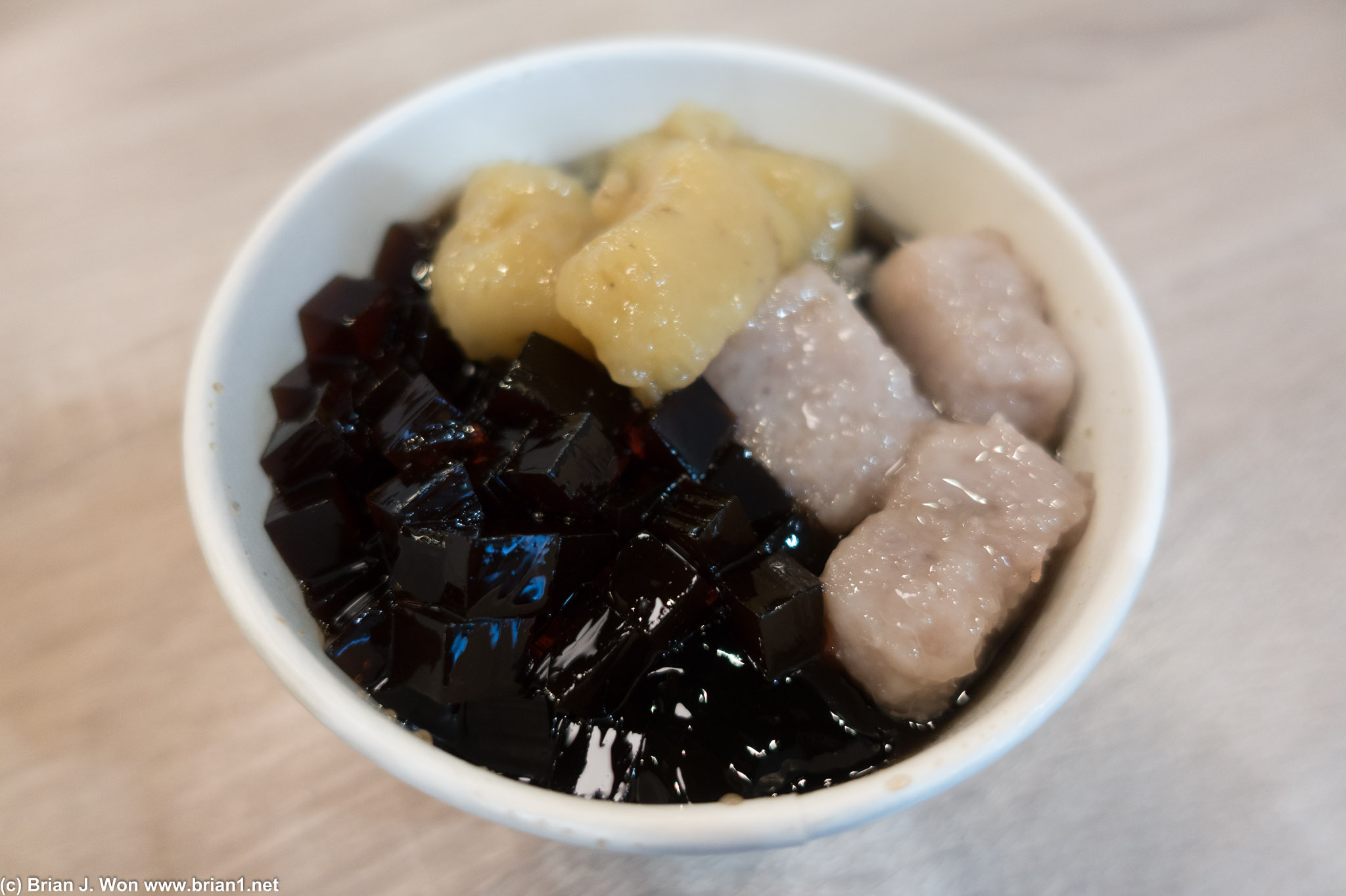 No.3 grass jelly with taro, yam, and kanjac.