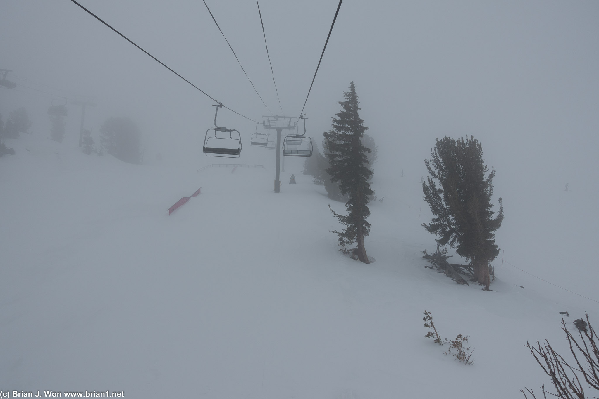 Cold wind rocks the chairlifts. Aka shivering up Unbound.