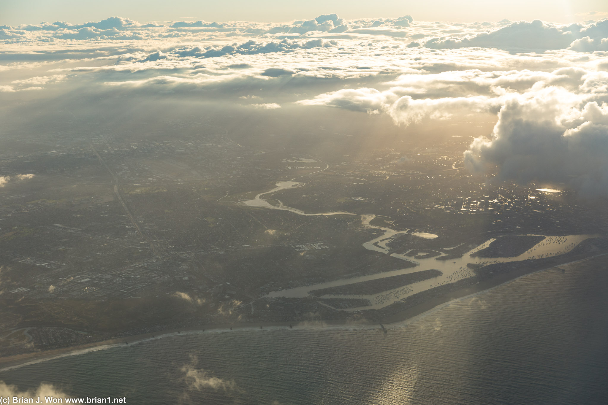 Golden rays over Newport Beach.