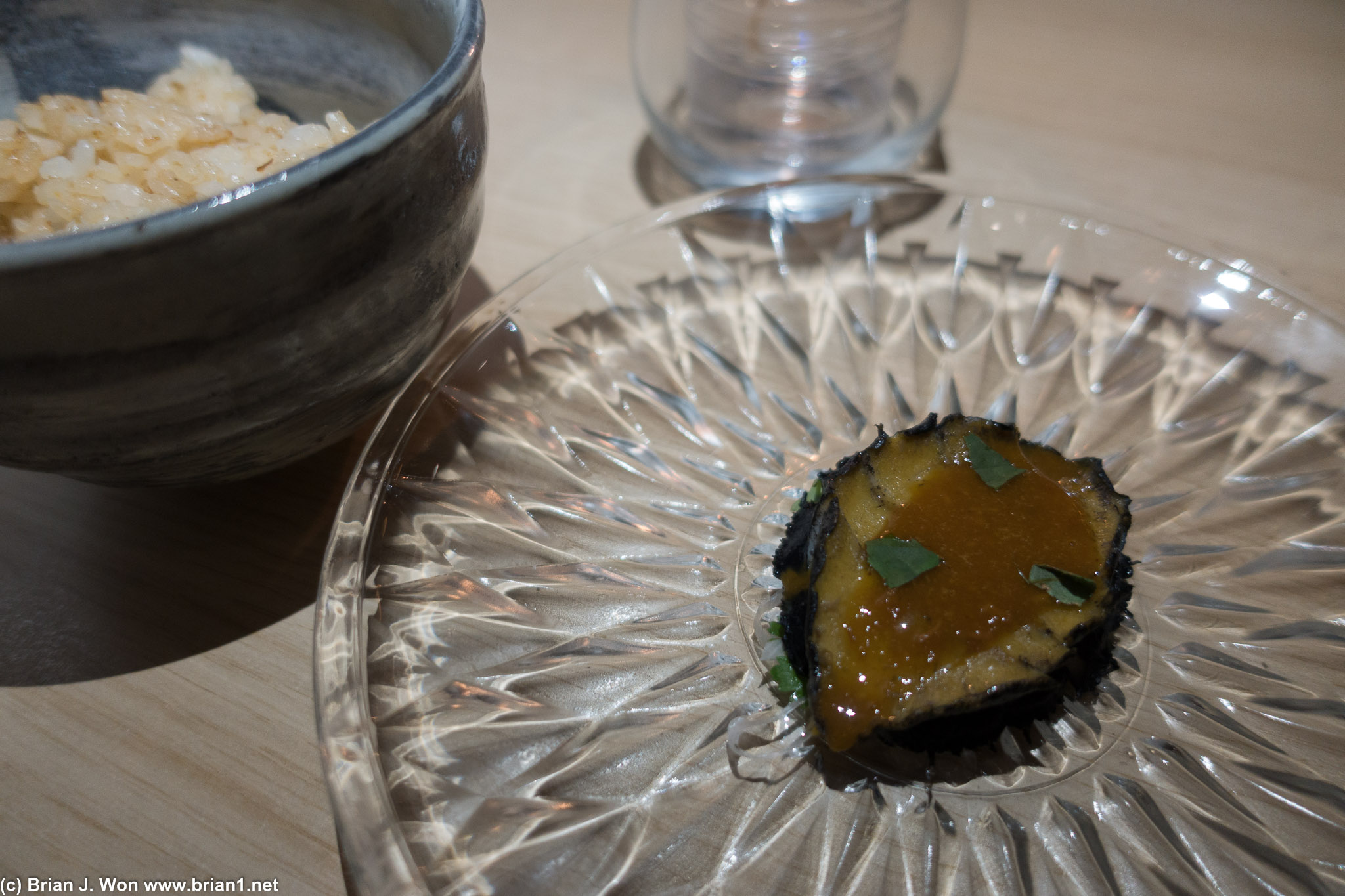 Grilled abalone and fried rice with sasasa sauce (like Taiwanese BBQ sauce). Excellent.