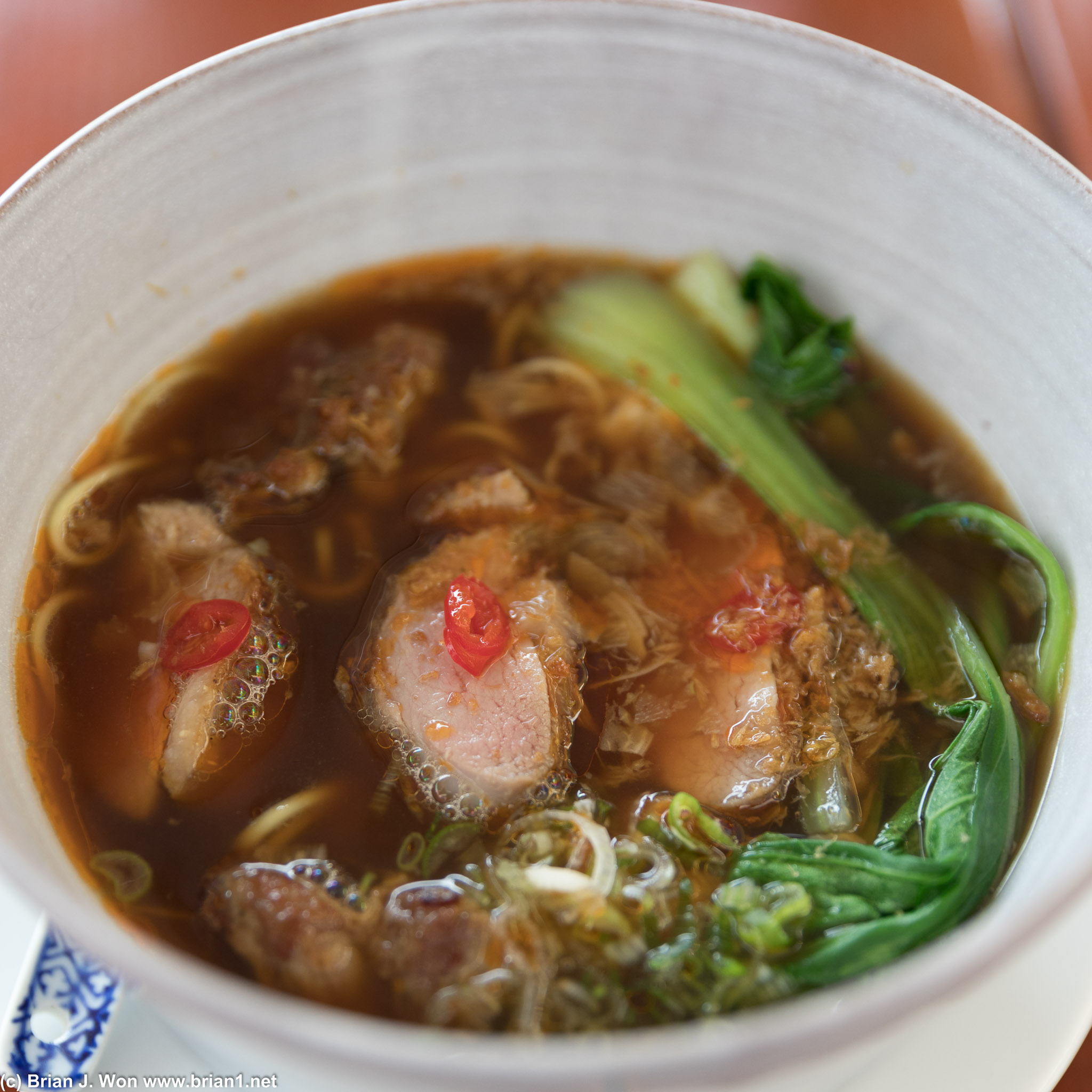 Duck and lobster won ton noodle soup. Pretty intense broth, quite good.