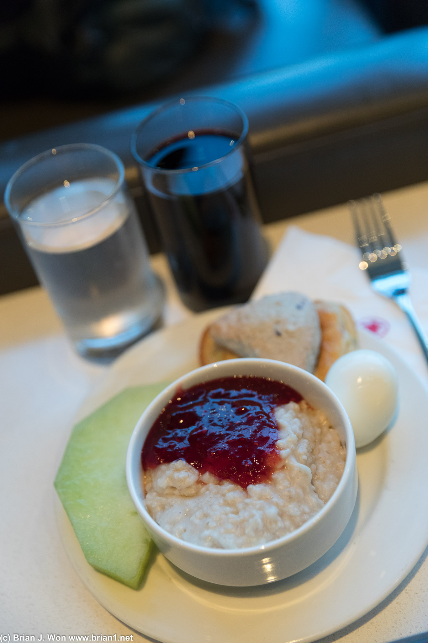 No raisins, nuts, or brown sugar for the oatmeal. Jam worked in a pinch.