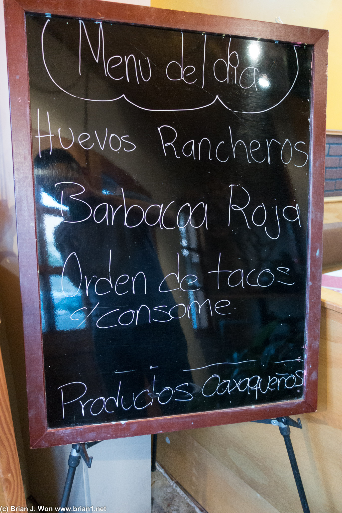 Menu of the day.