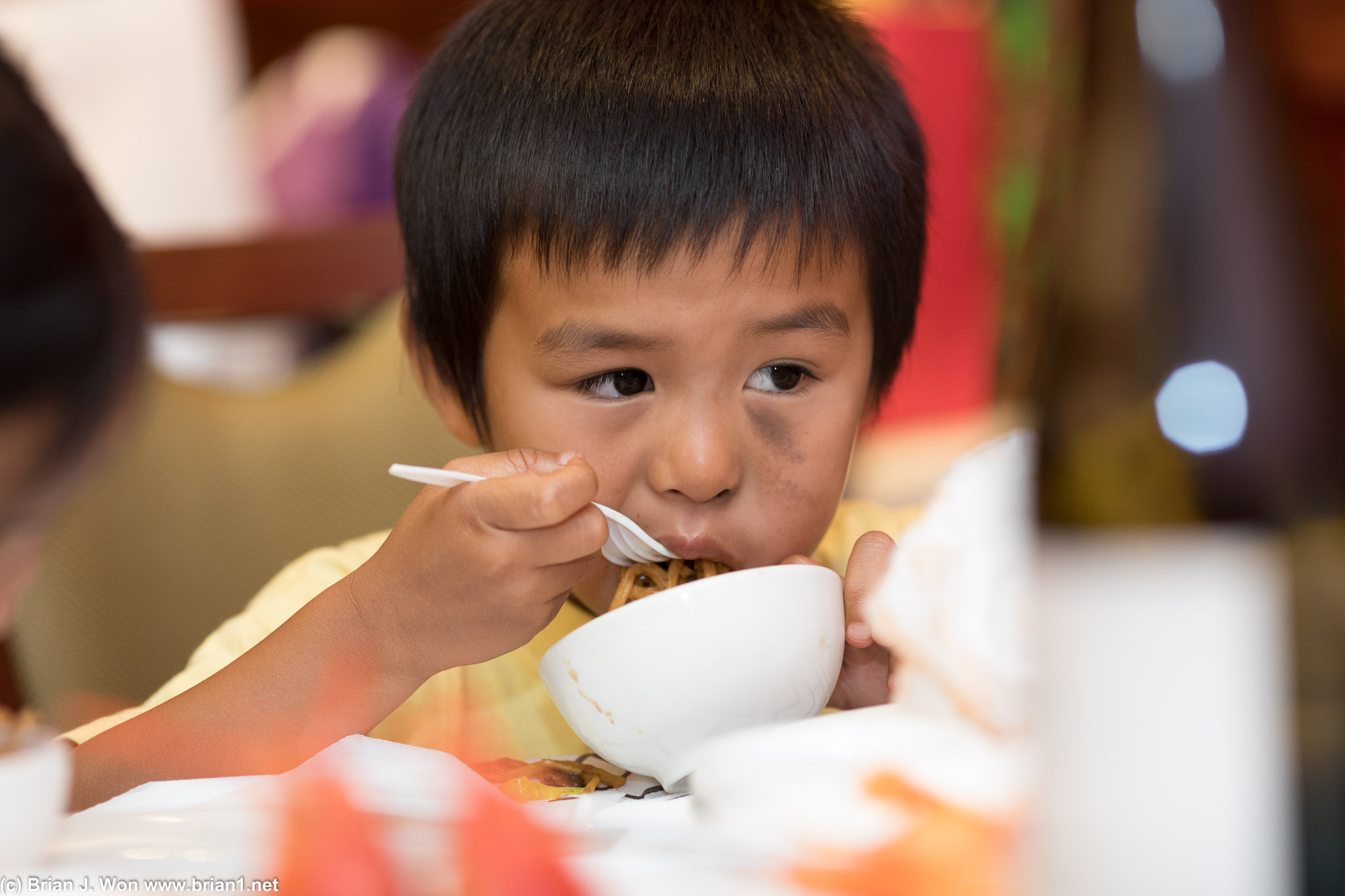 All the kids love noodles.
