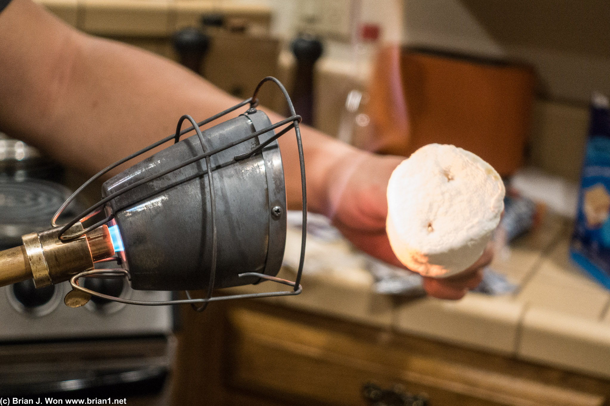 Making s'mores.