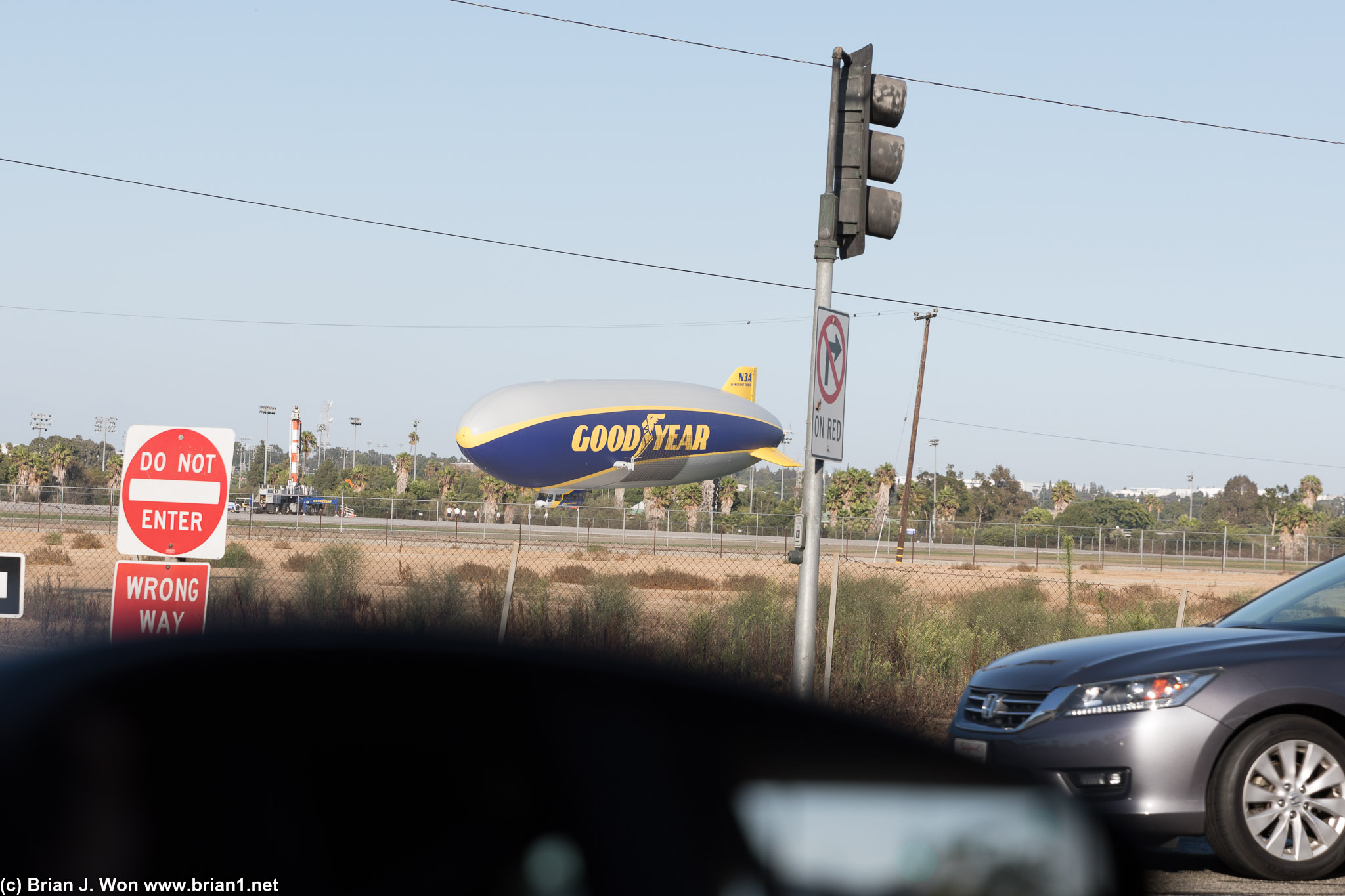 Goodyear blimp landing.