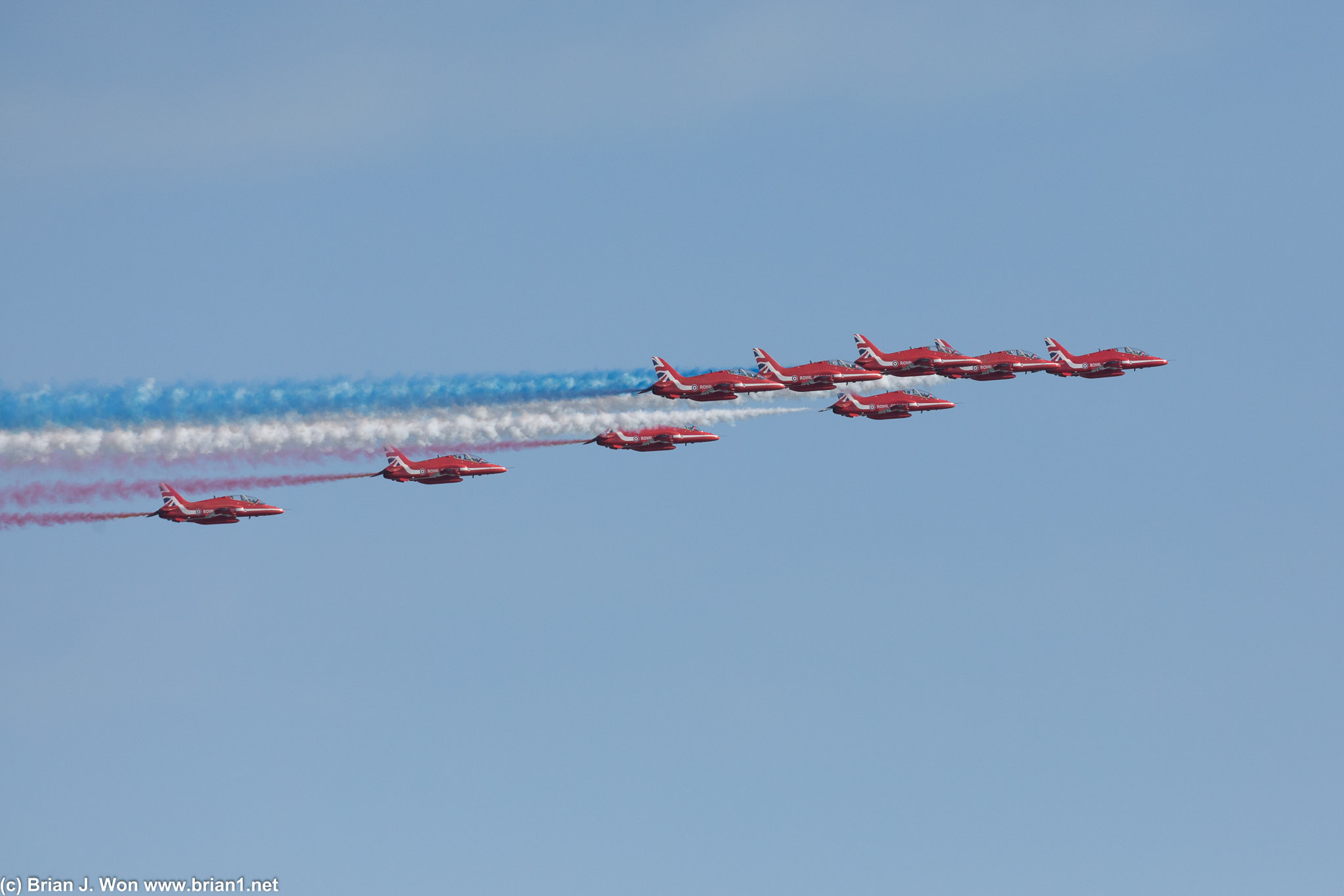 The Royal Air Force Aerobatic Team arrives.