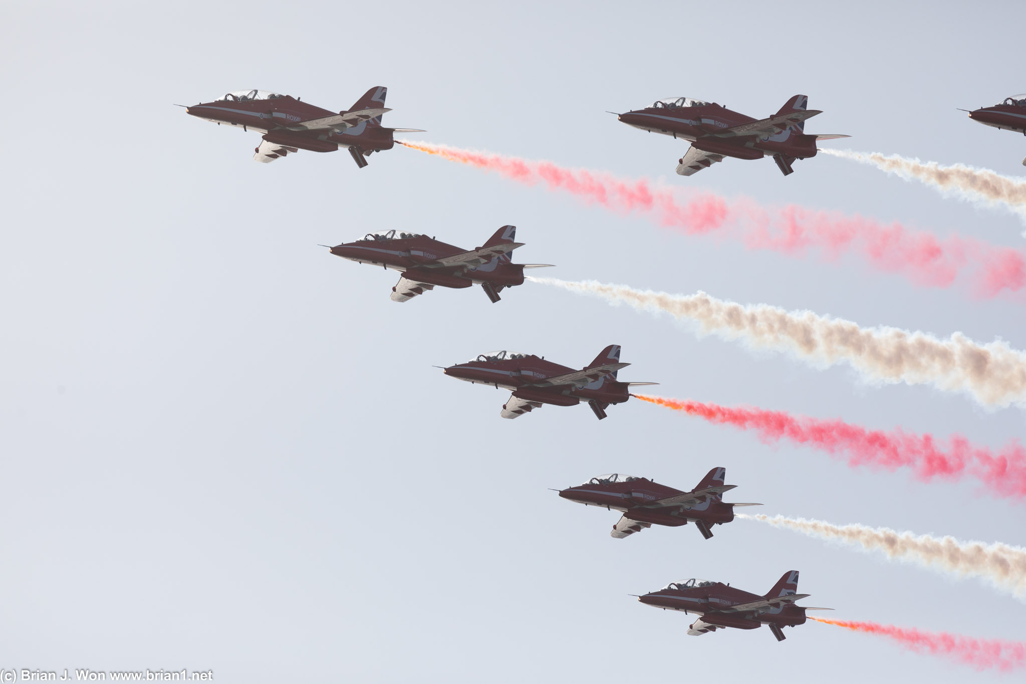 The RAF Red Arrows do white and red.