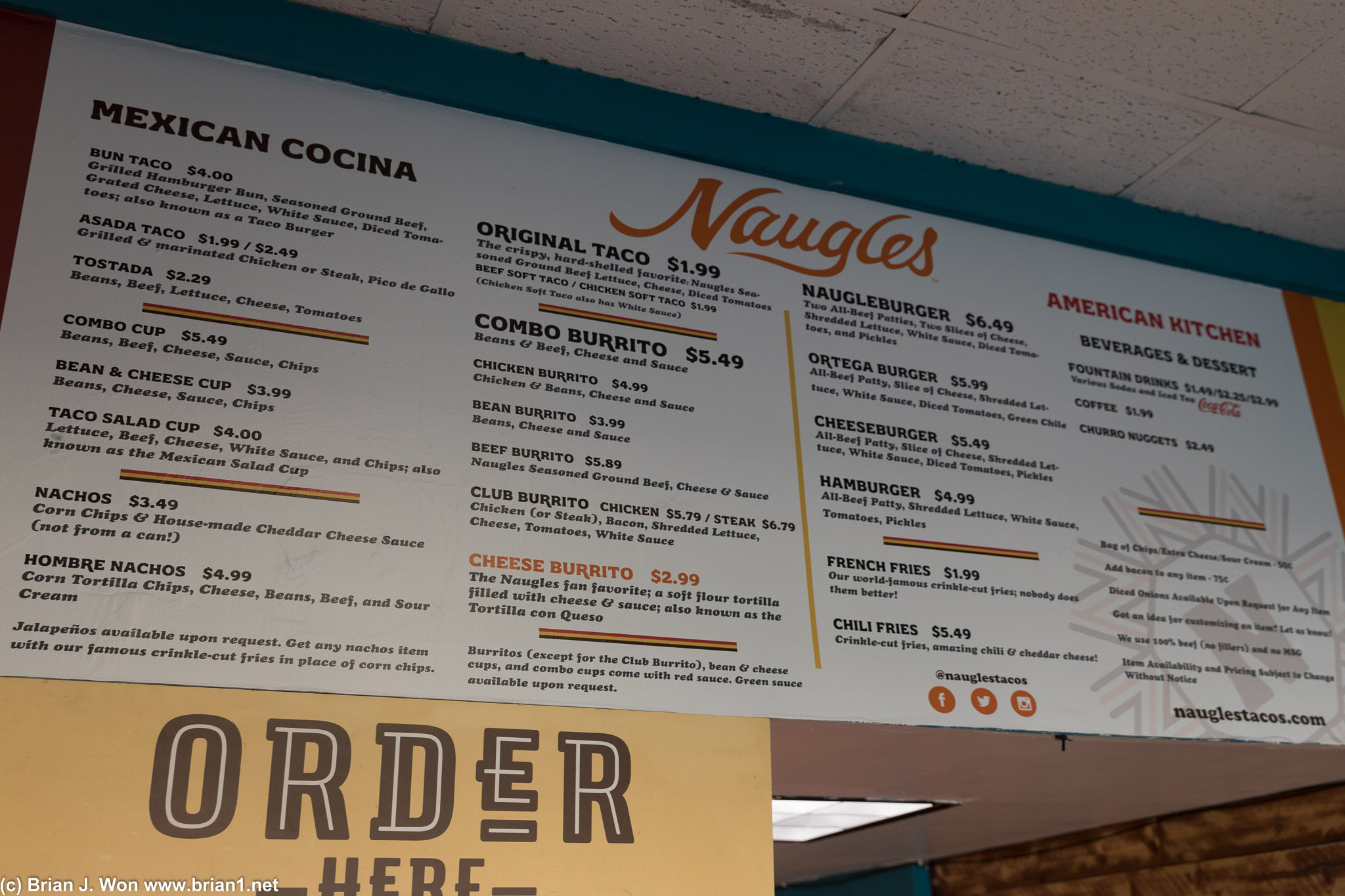 The menu.