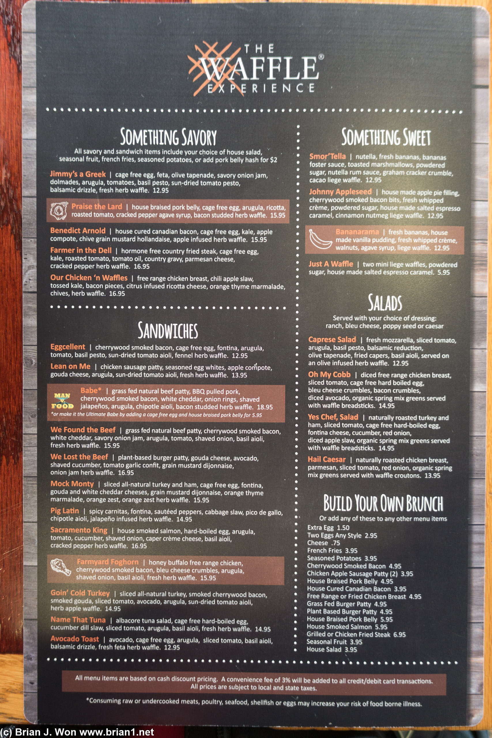 The menu.
