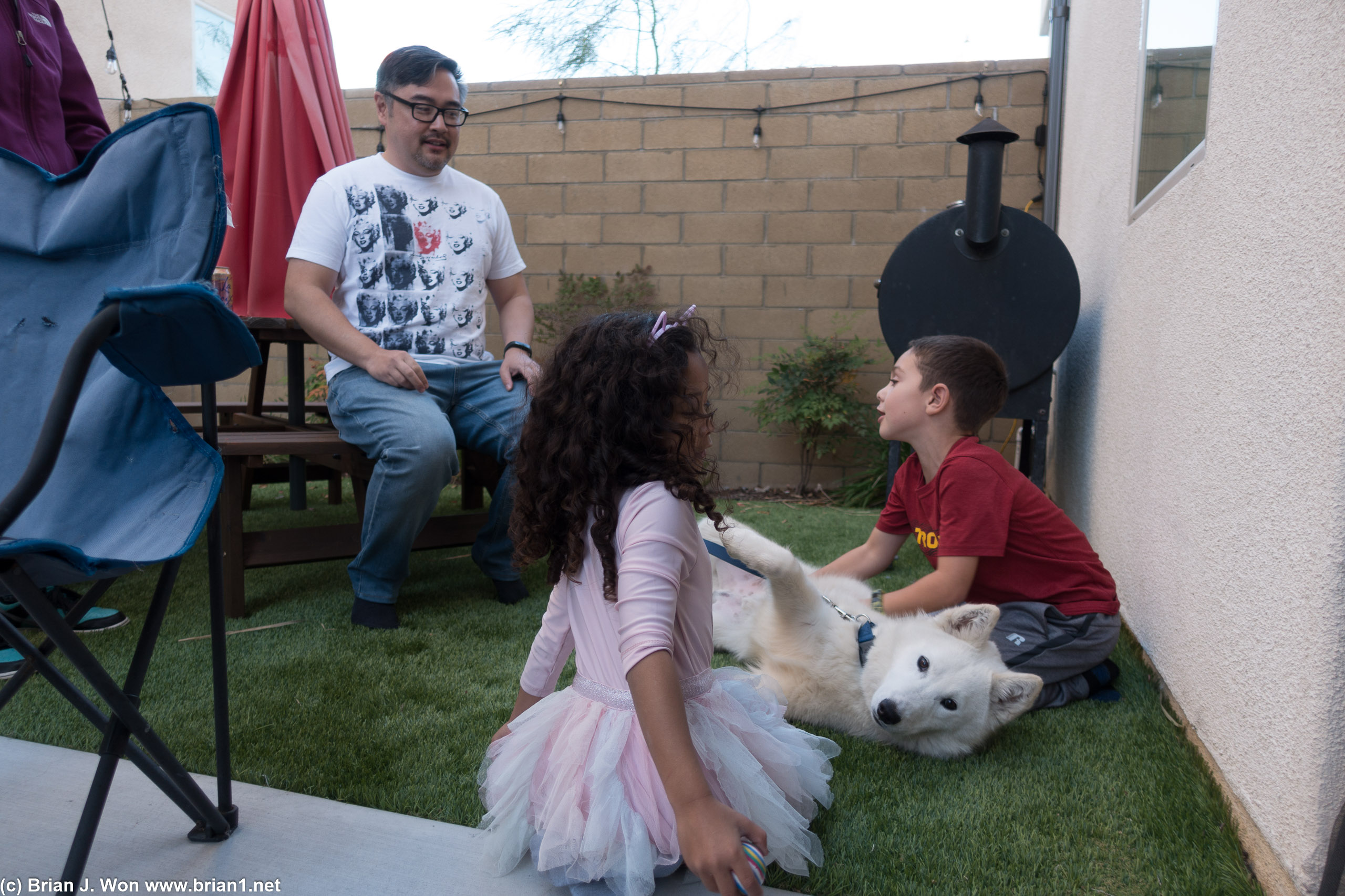 Playing with Nazzer and Tiffany's new puppy.
